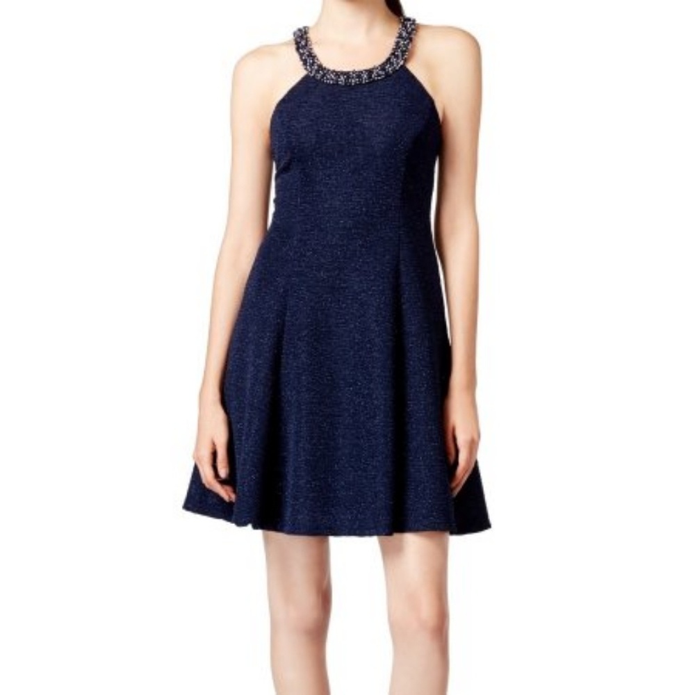 Betsy&Adam Navy Blue Textured cocktail dress, 6P